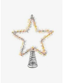 Cheap ✔️ Tinsel Star Tree Topper With Warm White Led Lights ✨