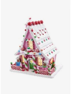 Hot Sale ✨ Kurt Adler Pink 🍬 Candy LED Gingerbread House Figure 🛒